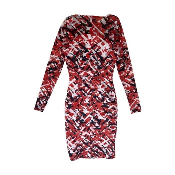 Karen Millen abstract print long sleeve dress size 2 - Picture 3 of 6